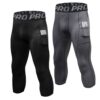 LANBAOSI Leggings de Compression 3/4 Séchage Rapide pour Homme Sport Fitness Running Collantavec Poche
