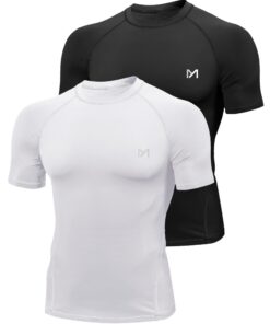MEETYOO Tee Shirt Compression Homme Manche Court/Longue pour Sports d'Intérieur et d'Extérieur avec Tech Nanotech Comfor