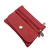 Charmoni Portefeuille pour Homme - Multitâche - Rouge - Cuir Véritable - Zip et Bouton Pression