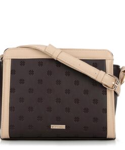 WITTCHEN Sac à bandoulière en cuir écologique pour femme | Fermerture zippée | Idéal au quotidien | Monogramme en relief