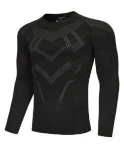 AMZSPORT Chemise de Compression Respirante pour Hommes à Manches Longues - Course - Éco-Conçue