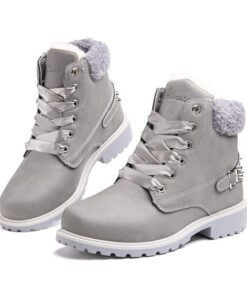 Hitmars Bottes Femmes Hiver Chaude Fourrure Plates Antidérapant Noir Marron Gris Rose 36-43 EU