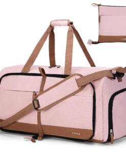 Sac de Voyage Pliable Lekesky pour Femme et Étanche pour Sport et Hôpital, Rose, 80L