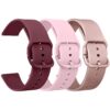 Mugust 3 Pièces Bracelets de Montres Silicone 22mm pour Femme et Homme - Dégagement Rapide - Vin Rouge/Rose/Or Rose (22m