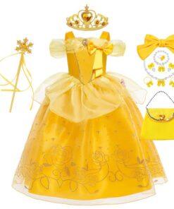 Robe de princesse Belle pour fille avec accessoires Noël et Halloween