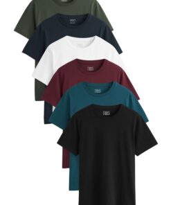 NEXT T-Shirt en Coton Essential Pour Homme, Lot de 6 pour L'Automne et L'Hiver, Comfortable et Pratique, Tailles de XS à