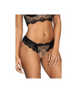 Axami G-string V-9068 - Lingerie sexy pour femmes en soirée noire et confortable en taille S