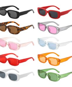NYGGTYK lunettes de soleil rétro style hippie colorées noir/rouge - éclaircissant - femme - plage - UV400 - 10 paires