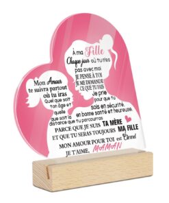 Cadeau Acrylique Forme Cœur Putuo - À Ma Fille, Mon Amour Te Suivra Partout, Message De Maman