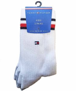 Tommy Hilfiger Crew Chaussettes Lot de 2 Mixte Enfant - Comfortable et Chaudes pour l'Hiver | Polyester 95%, Élasthanne