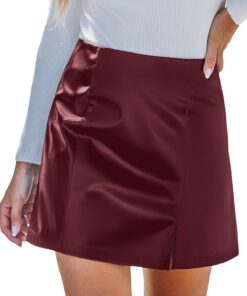 CUPSHE Mini Jupe Moulnante En Cuir Synthétique Femme Taille Haute - Chic, Mobilité Améliorée, Taille Haute