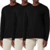Holure Lot de 3 T-Shirts Évacuant l'Humidité pour Hommes en Couche de Base Décontractée Manches Longues en Coton Hauts L