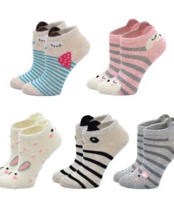 ZFSOCK Chaussettes Courtes en Coton pour Enfants, Motif Animal Socquette Filles, Douces et Mignonnes, 2-11 Ans, Taille E