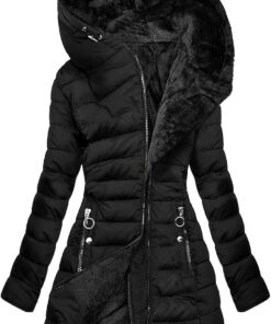 Kmrlofiy Manteaux Élégants Polaires Matelassés Pour Femmes Hiver Épais Veste Chaud Blouson avec Capuche et Poches