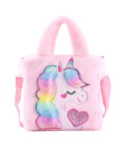 Peluche Licorne Hifot - Sac Bandoulière en Mousse Douce pour Filles Adolescentes - Blanc, Mignon et Pratique avec Sangle