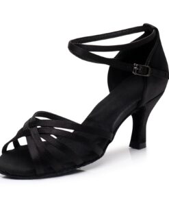 PADGENE Chaussures de Danse Jazz pour Femmes, Chaussures à Semelle Molle en Satin à Talons Hauts, Danse Jazz/Latin/Rumba
