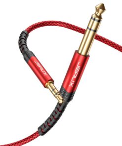 Cable JSAUX 6.35mm vers |5mm Durables Délégalisé Nylon Tressé Rojo Lecteurs de DVD Piano Électronique Ampli Guitare Chaî