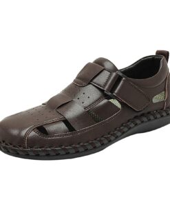 Generic Sandales d'été respirantes cousues à la main pour hommes, pieds décontractés, loupées facile à enfiler, PU, comm