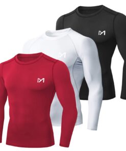 MEETYOO Chemise Élastiquée Homme Manches Courtes/Longues, Sous-Vêtement pour Course Athlétique Fitness Musculation
