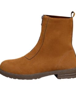 Bottines plates confortables femme - Avec fermeture éclair - Style rétro - En daim - Idéales pour l'automne et l'hiver -