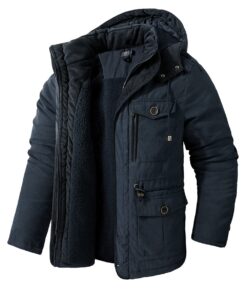 Mr.Stream Homme Hiver Jacket Mi-Longue Parka Veste Capuche Couleur Unie Manteaux