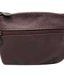 Charmoni Portefeuille Femme Marron Foncé - Grandes Capacités - Fermeture Éclaire - Cuir Véritable - Poche Élargie
