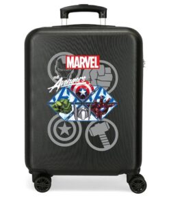 MARVEL AVENGERS THE AVENGERS HEROES VALISIERE CABINE NOIRE 38X55X20 CMS ABS RIGIDE SERRURE COMBINAISON,latérale 34L |74