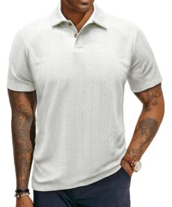 EDITCOZY Chemise à Manches Courtes pour Homme en Tissu Tricoté - Golf Classique pour Milieux de Green et Relax à la Mais