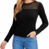 CUPSHE Chemisier Longue Manche Femme - Comfortable & Stylish Mignon, Col Rond Côtelé, Elégant, Matière Douce, 100% Coton
