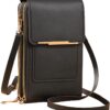 Matago Sacoche en cuir antivol - Lightweight clutch en similicuir pour téléphone portable, pour femmes, avec fenêtre pou