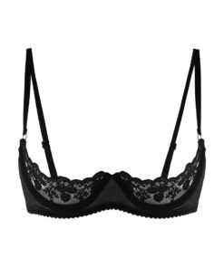 Freebily Femmes Soutien-Gorge Dentelle Ouverte Push-up Grand Taille Nuisette Coquine Underwear