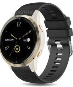 bracelet Vancle compatible Garmin noir 18mm bracelet silicone pour femme et homme