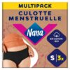 Culottes menstruelles lavables en coton bio Nana - Flux abondant - Noir - Coupe hipster - Taille S x3