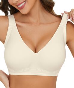UMIPUBO Soutien-Gorge Sans Armature FemelleSexy Col en V Push-Up Invisible Couverture Totale Brillant Classique Bralette