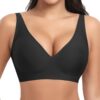 Soutien-gorge sans armature Ganado Push-up Col en V Femmes Brasseière-classique Sans coutures Coton