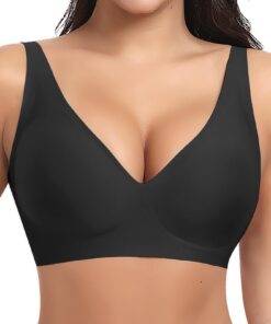 Soutien-gorge sans armature Ganado Push-up Col en V Femmes Brasseière-classique Sans coutures Coton