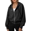 Capuche Sweat-Shirt Court Ferme Éclair pour Femmes 2025 PullChat Vêtement Hiver Confortable