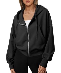 Capuche Sweat-Shirt Court Ferme Éclair pour Femmes 2025 PullChat Vêtement Hiver Confortable