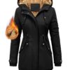 Manteau Femme Hiver Doublure Chaude Imperméable Capuche Blouson Épaisse Thermique Zippé Décontracté avec Cordon Global R