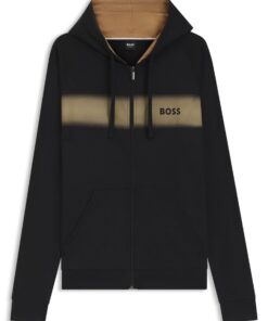 HUGO BOSS Hommes Authentic Jacket Sweat à Capuche Zippé Molleton Coton Rayures Dégradé