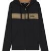 HUGO BOSS Sweat à Capuche Homme zippé en Molleton de Coton à Rayures en dégradé