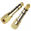 Longivia® Adaptateur Jack 6.35 mm à |5 mm en Cuivre Pur plaqué Or 24K - 2 Pièces Big Jack vers Mini Jack - pour Casque S