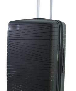 Valife Metzelder Rigide Valise 100% Polypropylène Souflet Extensible, Serrure TSA, Grande Taille (Noir, Large) - 97L/112