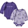 Carhartt 2-Piece Long Sleeve Baby Girl Bodysuit Set - Soft Organic Cotton, Stretchy Fit for Newborns, Quick-Dry & Tagles
