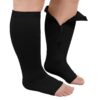 Chaussettes de Compression Homme et Femme Grande Taille Chaussettes de Médical Zippées Gros Mollet Bout Ouvert Varices G