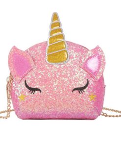 Sac à bandoulière Licorne Paillettes pour Filles Sac à bandoulière Licorne Petit Pendentif Licorne Filles 15*13*5cm