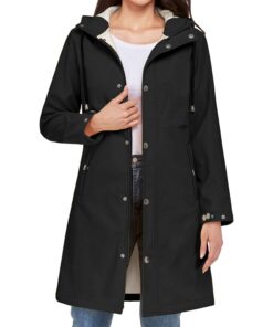 Tuopuda Manteau Long pour Femme : Vêtements Hiver, à Capuche en Polaire - Manteau mi Saison, Veste de Pluie, Fermeture é