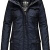 Navahoo B845 parka d'hiver pour femme en bleu marine - doublure chaude et poche en tissu - M
