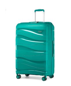 Kono Valise Rigide 76cm 4 Roulettes TSA Serrure Bagage Cabine Turquoise