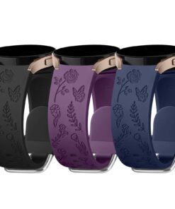 Wanme Fleurs Gravées Bracelet Samsung Galaxy Watch 7/4/6/5 40mm 44mm, Styles Colorés pour Femmes Classiques 43mm 47mm 42